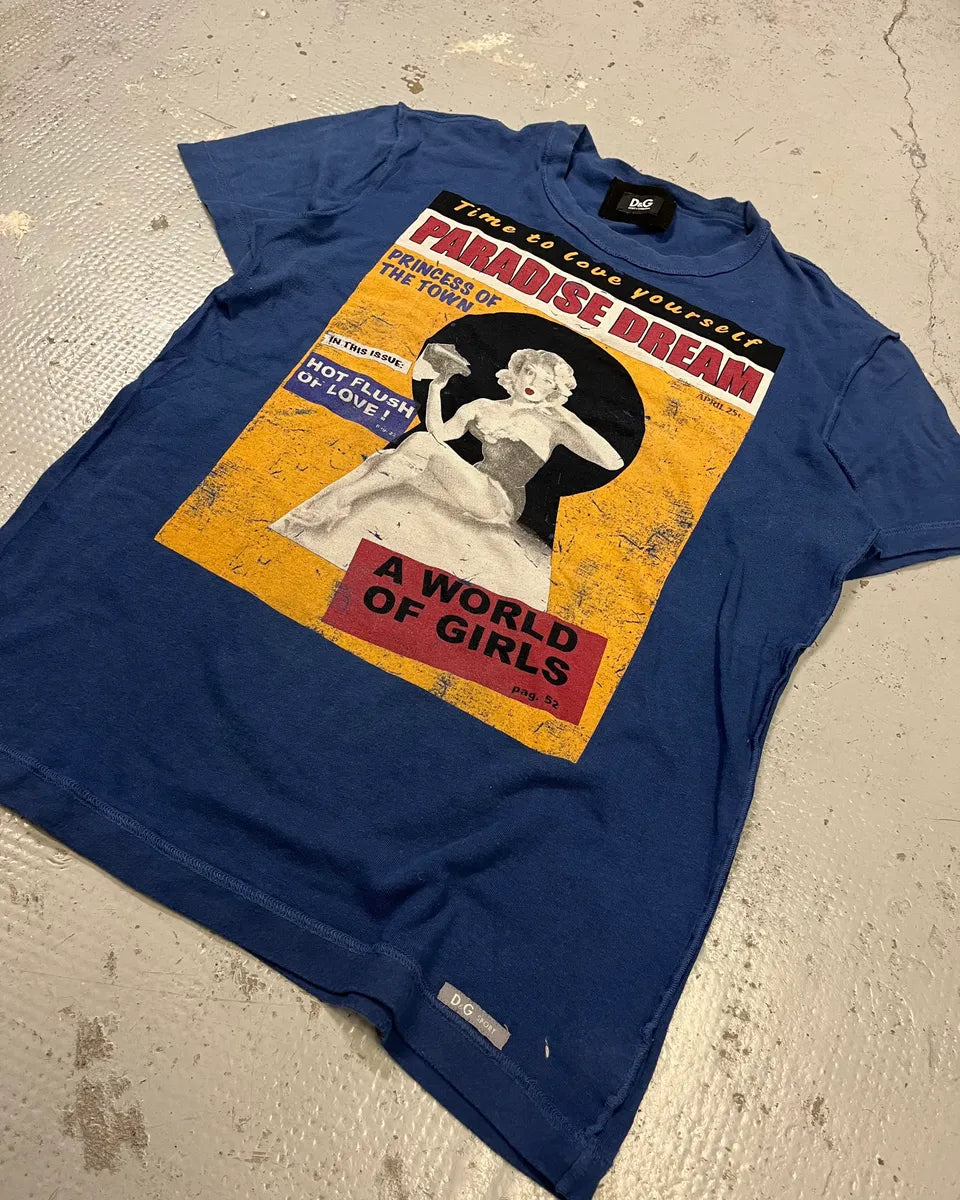 2000s Dolce & Gabbana Blue Paradise Dream Girl T-Shirt IphVJzo 3