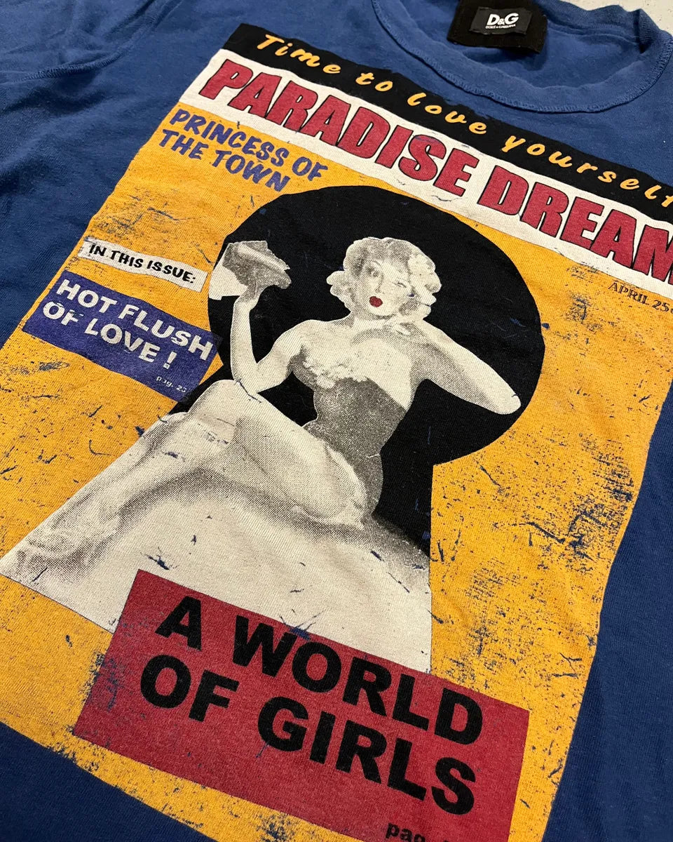2000s Dolce & Gabbana Blue Paradise Dream Girl T-Shirt IphVJzo 5