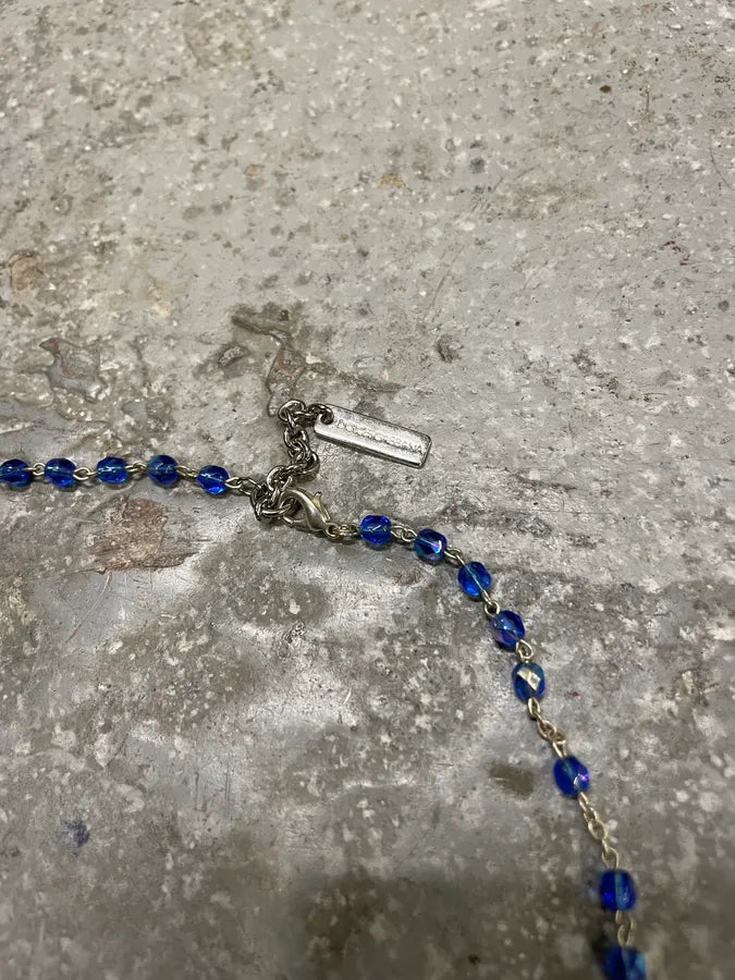 2000s Dolce & Gabbana Blue Rosary Cross Necklace (OS) 5