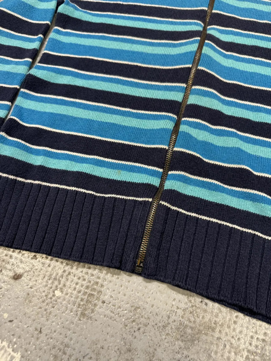 2000s Dolce & Gabbana Blue Striped Lined Zip-Up Sweater (S) LoMHTax 11