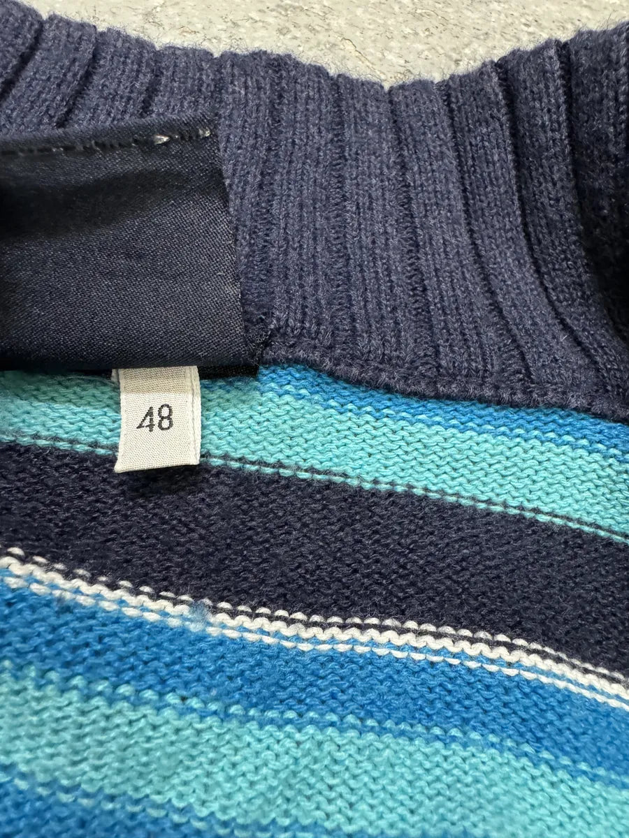 2000s Dolce & Gabbana Blue Striped Lined Zip-Up Sweater (S) LoMHTax 12