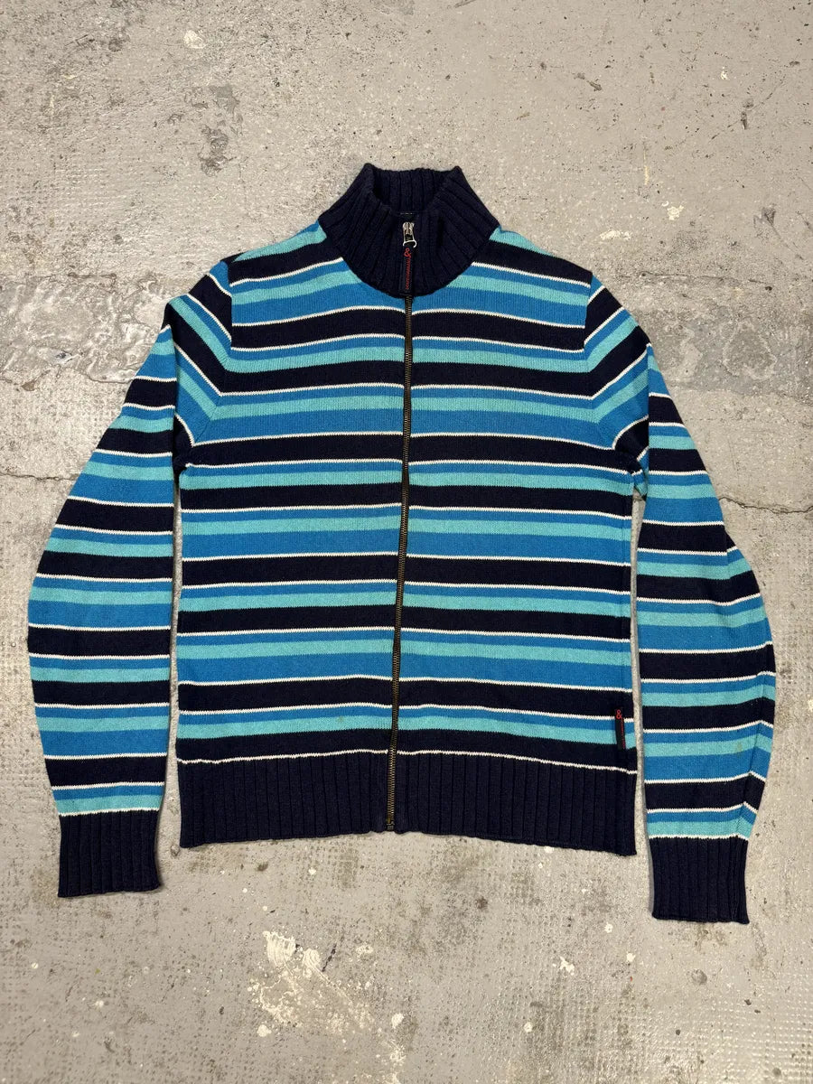 2000s Dolce & Gabbana Blue Striped Lined Zip-Up Sweater (S) LoMHTax 4
