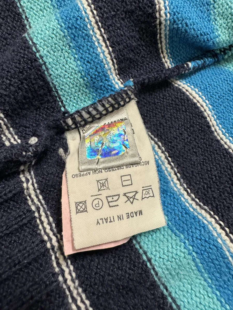 2000s Dolce & Gabbana Blue Striped Lined Zip-Up Sweater (S) LoMHTax 5