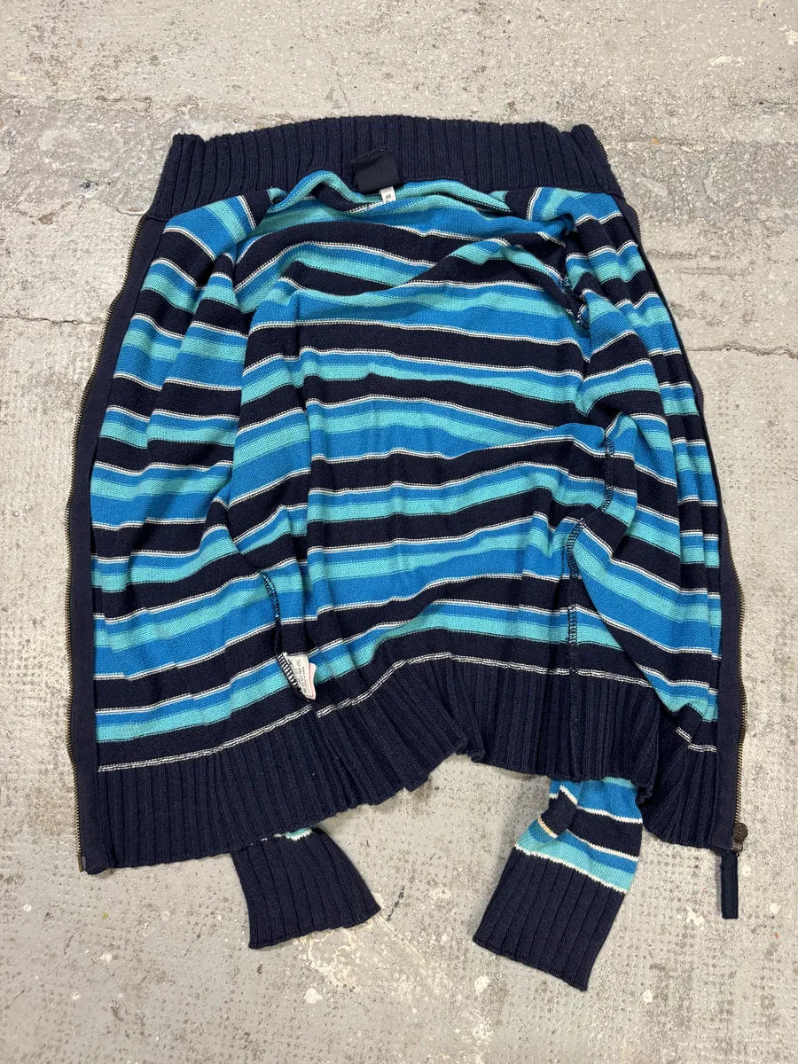 2000s Dolce & Gabbana Blue Striped Lined Zip-Up Sweater (S) LoMHTax 6