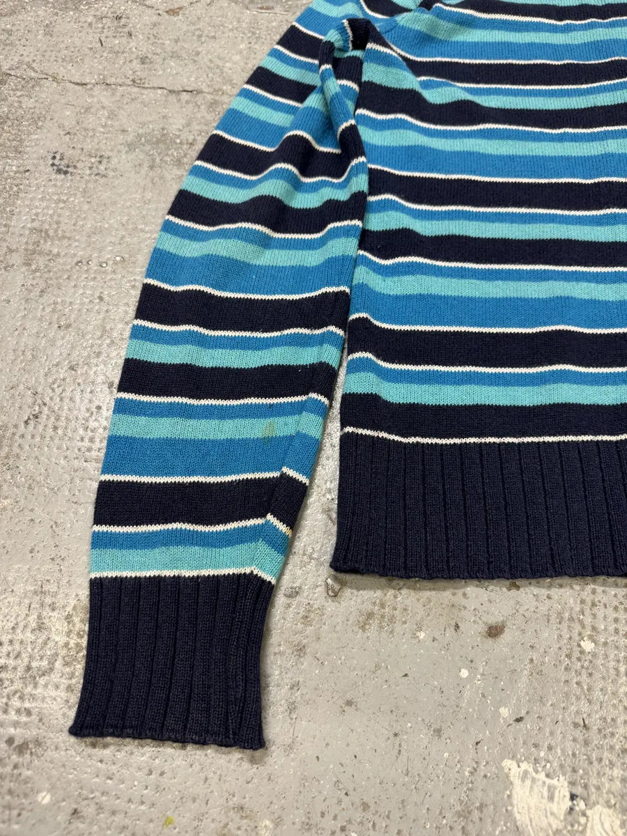 2000s Dolce & Gabbana Blue Striped Lined Zip-Up Sweater (S) LoMHTax 7