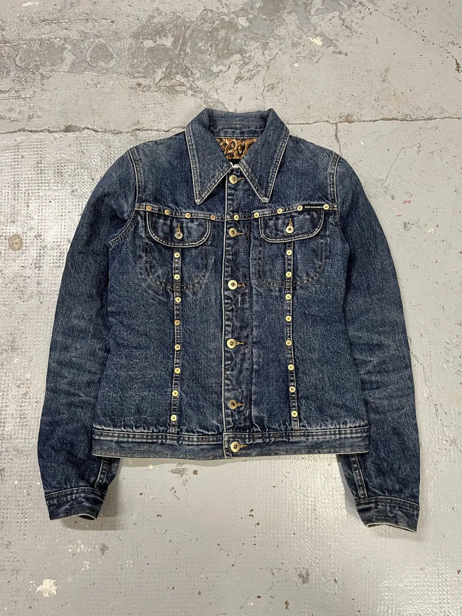 2000s Dolce & Gabbana Blue Studded Denim Jacket sftWfna 0