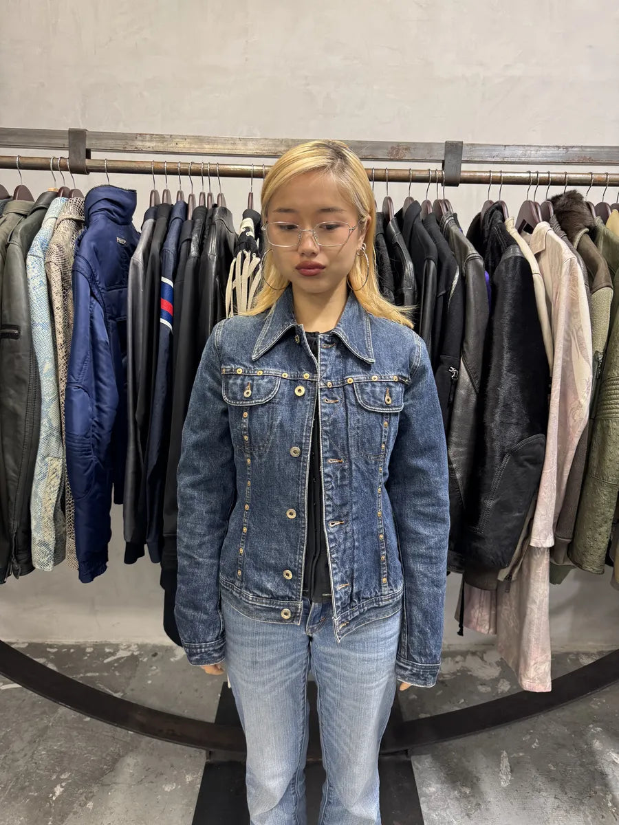2000s Dolce & Gabbana Blue Studded Denim Jacket sftWfna 1