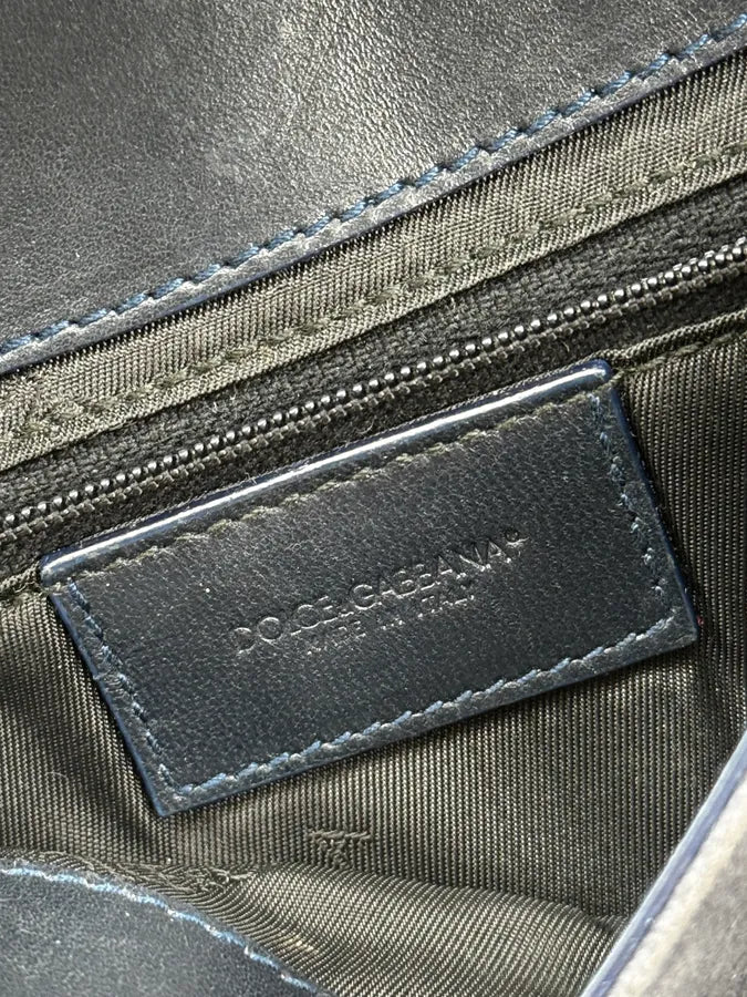 SS2003 Dolce & Gabbana Blue Suede Python Leather Shoulder Bag YvvblrP 12