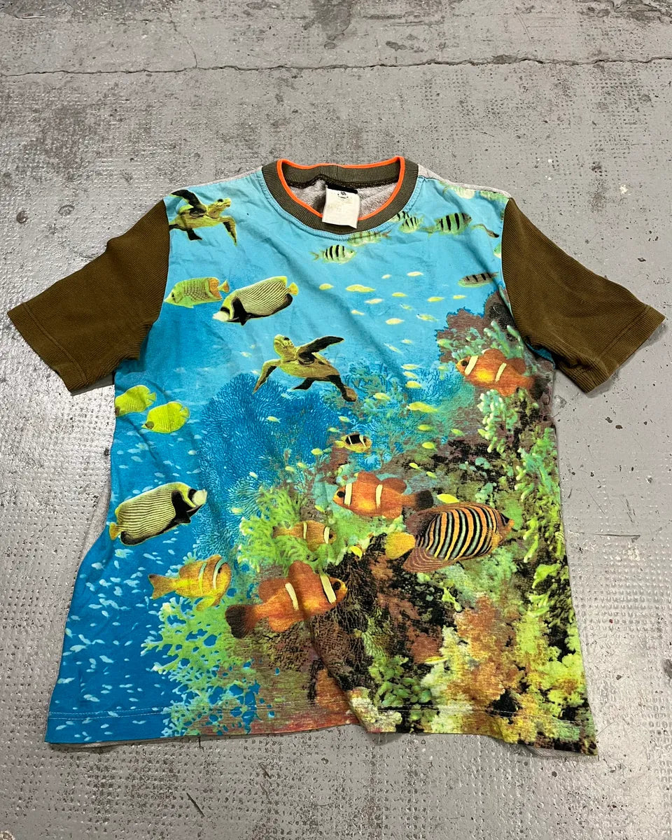 2000s Dolce & Gabbana Blue Underwater Marine Print T-Shirt myrUNGD 0