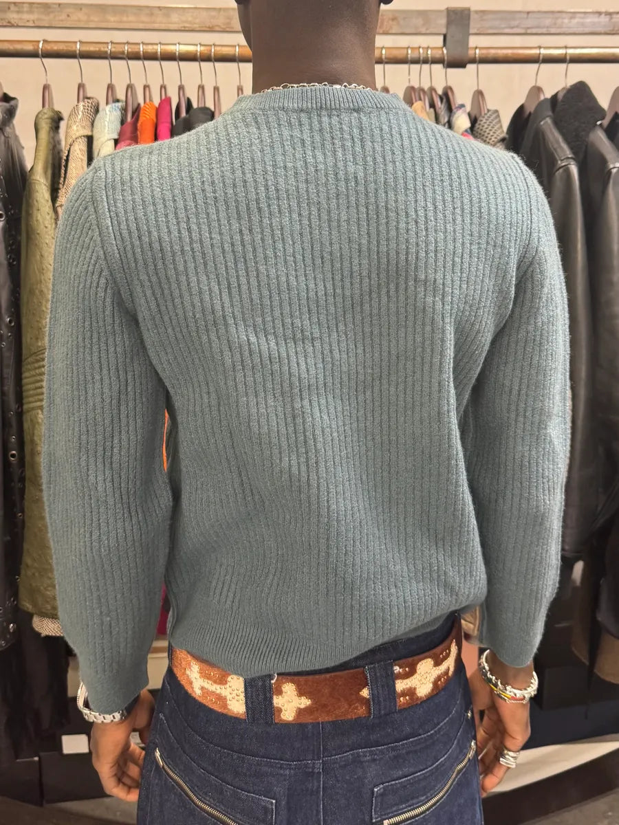 2000s Dolce & Gabbana Blue Wool V-Neck Sweater lbqYjwL 2