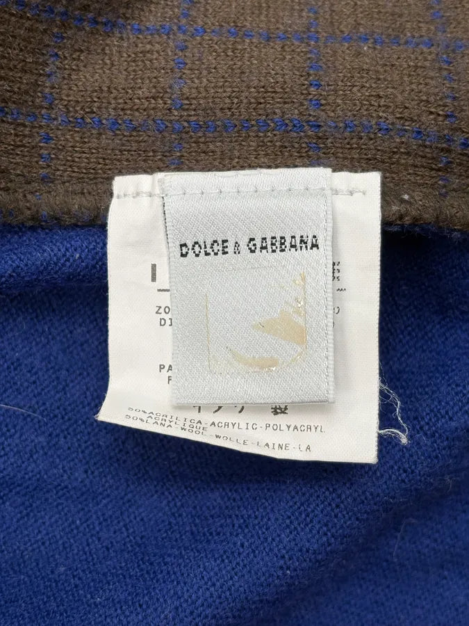 2000s Dolce & Gabbana Blue Wool Zip-Up Contrast Collar Sweater GhezQkr 10