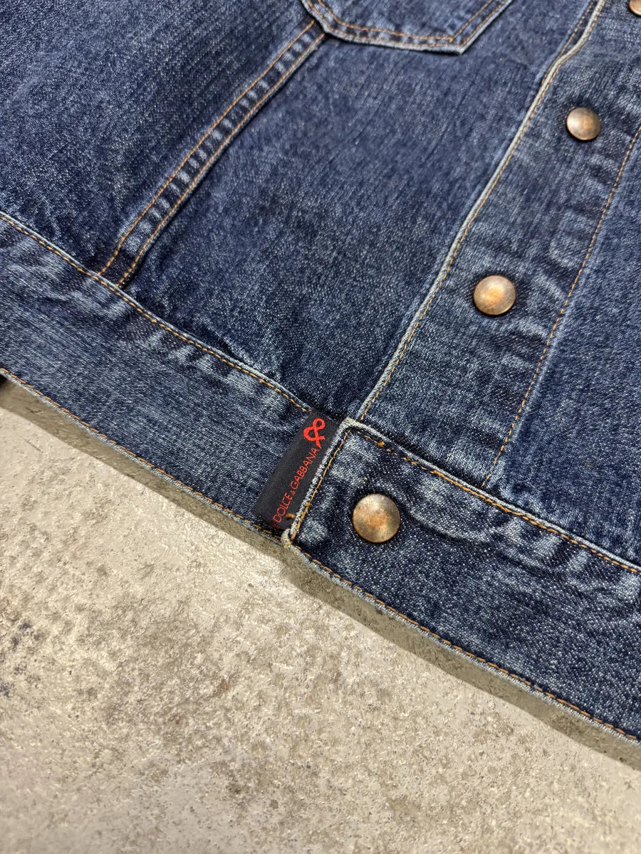 2000s Dolce & Gabbana Blue Worker Denim Jacket roTUKlG 7