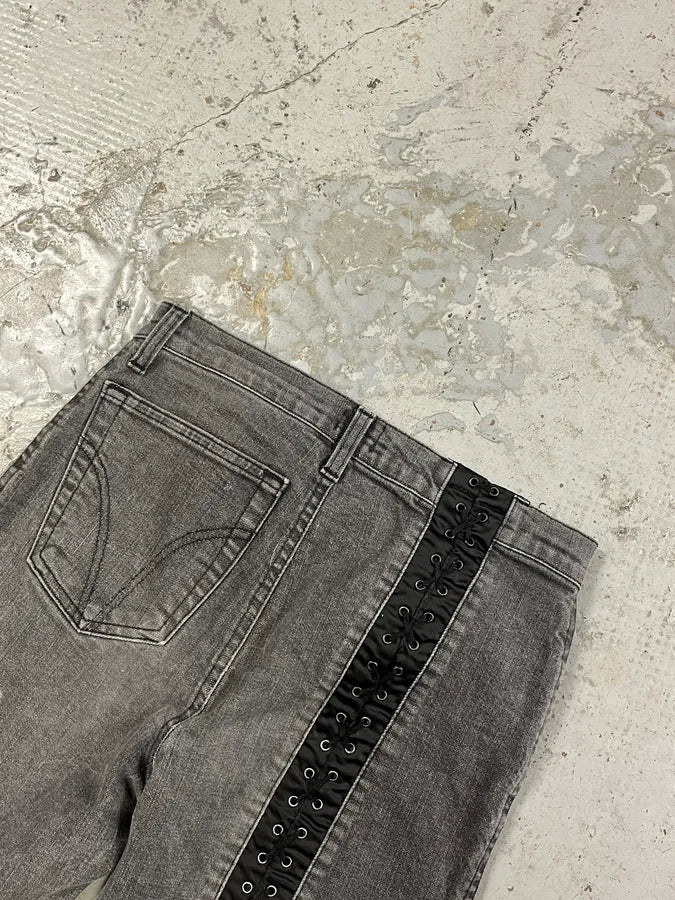 2000s Dolce & Gabbana Bondage Corset Grey Denim Jeans rQmEsaA 6