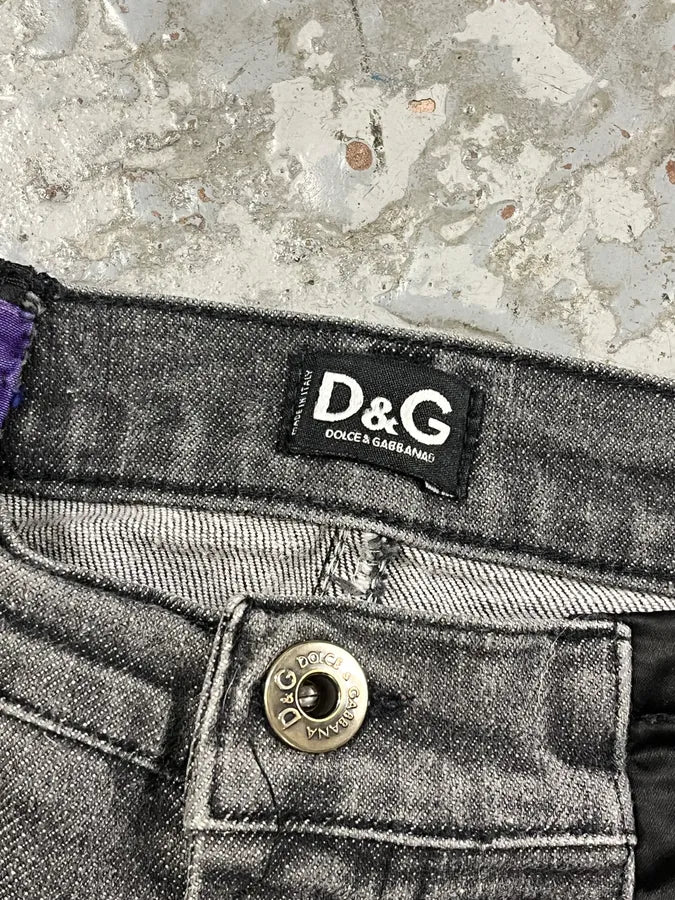 2000s Dolce & Gabbana Bondage Corset Grey Denim Jeans rQmEsaA 8