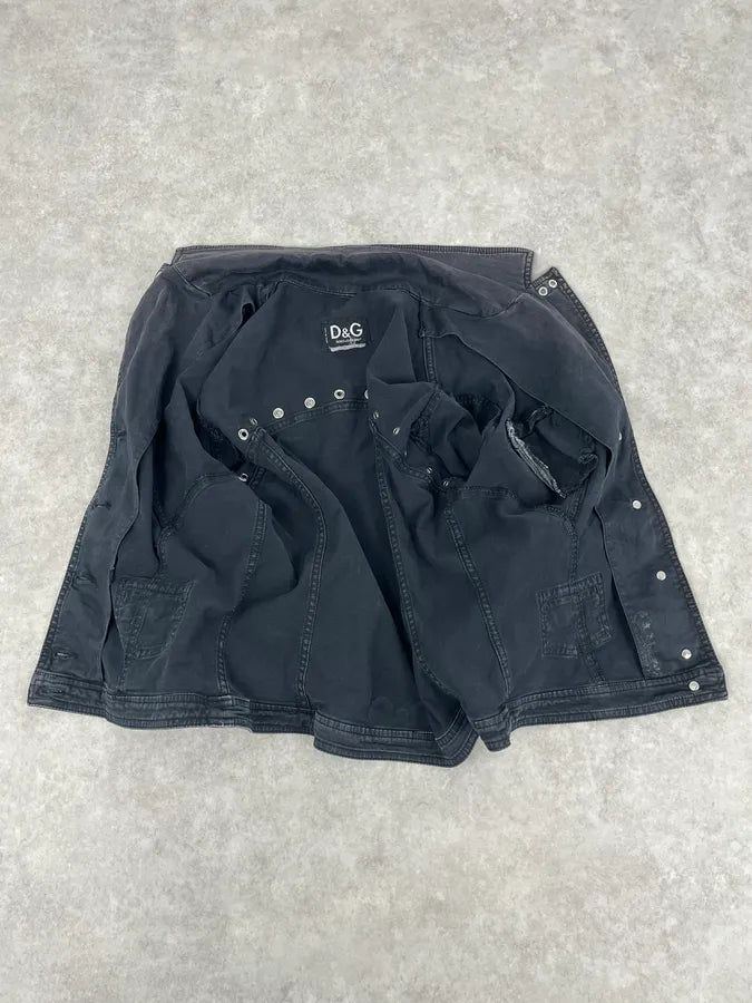 SS2004 Dolce & Gabbana Eylet Bondage Military Black Jacket Xkkvlbm 6