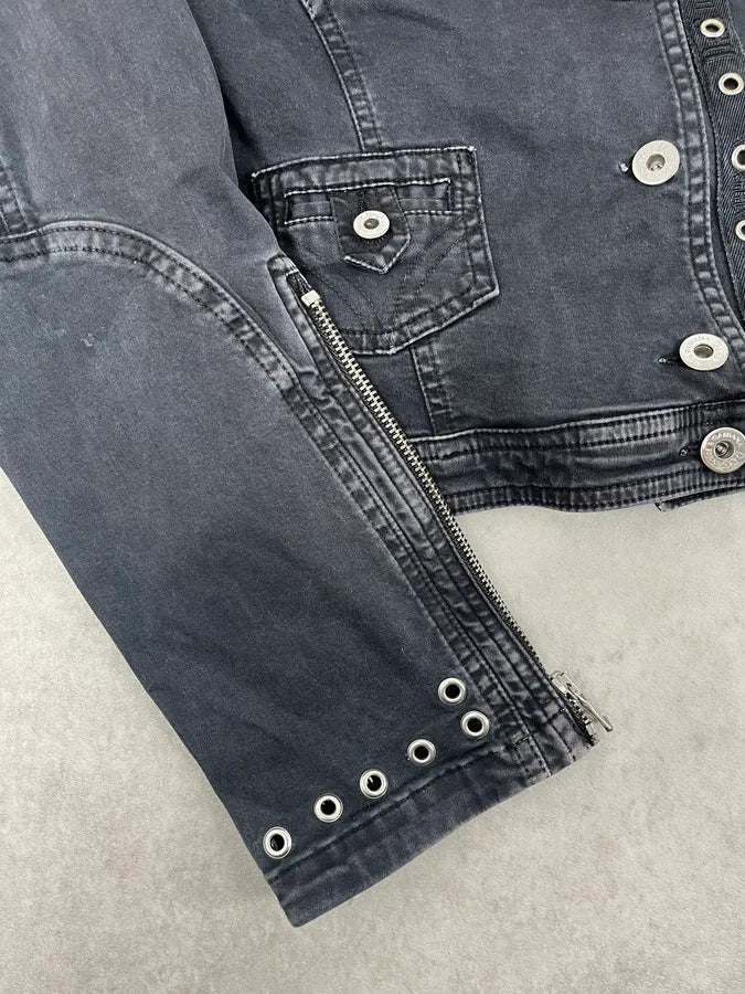 SS2004 Dolce & Gabbana Eylet Bondage Military Black Jacket Xkkvlbm 8