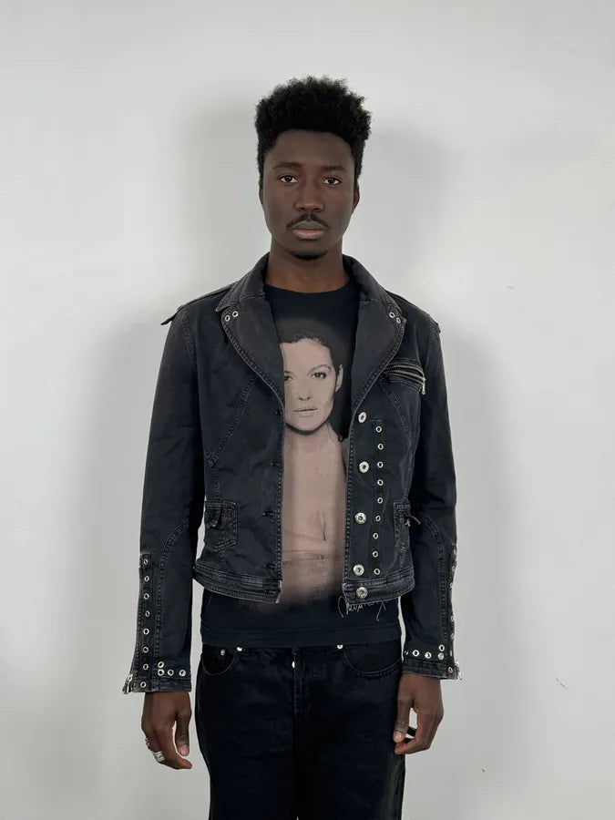 SS2004 Dolce & Gabbana Eylet Bondage Military Black Jacket Xkkvlbm 1