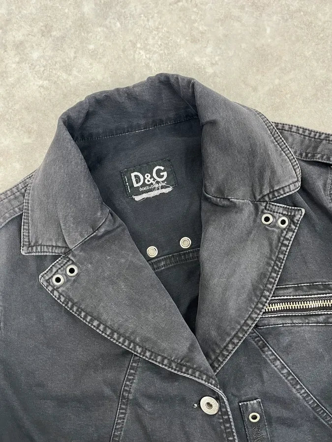 SS2004 Dolce & Gabbana Eylet Bondage Military Black Jacket Xkkvlbm 4