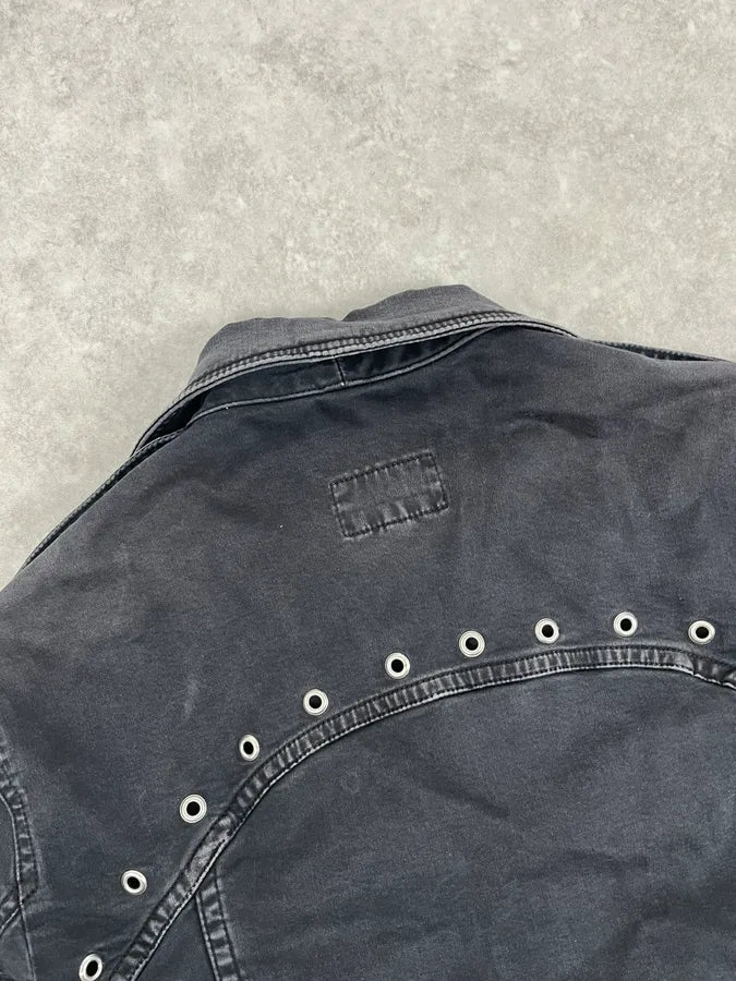 SS2004 Dolce & Gabbana Eylet Bondage Military Black Jacket Xkkvlbm 7