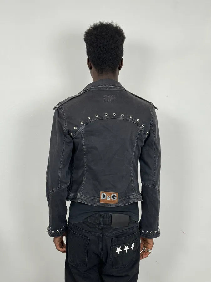 SS2004 Dolce & Gabbana Eylet Bondage Military Black Jacket Xkkvlbm 2