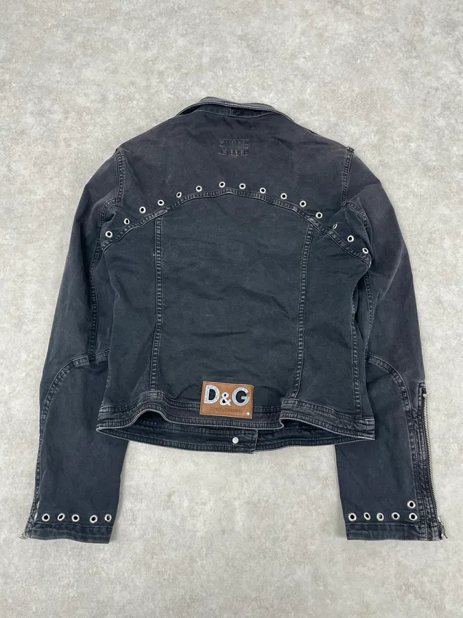 SS2004 Dolce & Gabbana Eylet Bondage Military Black Jacket Xkkvlbm 5