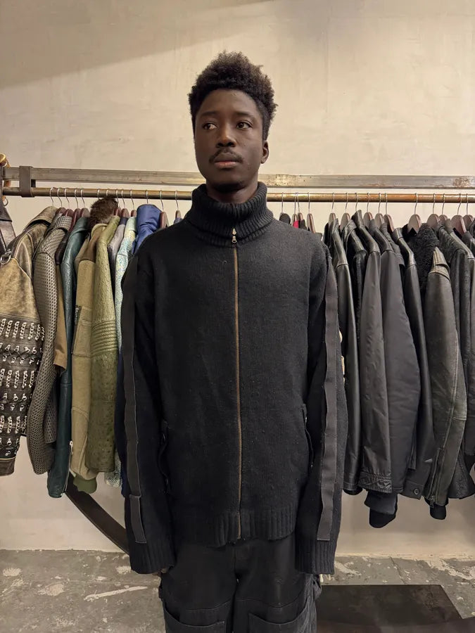 2000s Dolce & Gabbana Bondage Straps Black Wool Zip-Up Sweater vEjTZJs 1