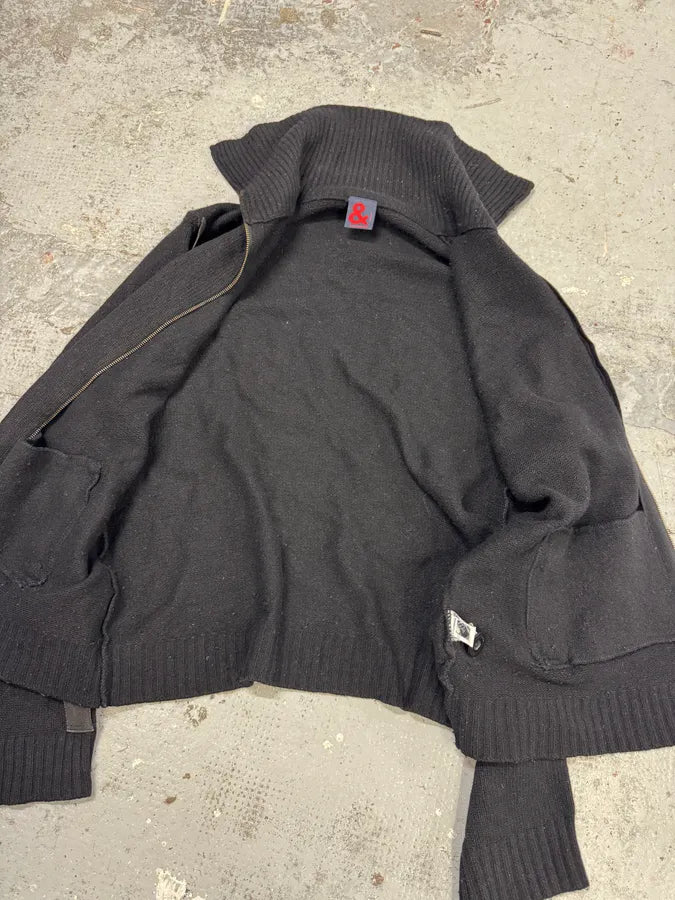 2000s Dolce & Gabbana Bondage Straps Black Wool Zip-Up Sweater vEjTZJs 6
