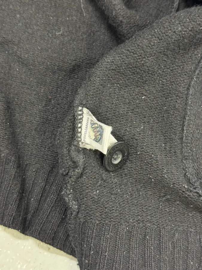 2000s Dolce & Gabbana Bondage Straps Black Wool Zip-Up Sweater vEjTZJs 7