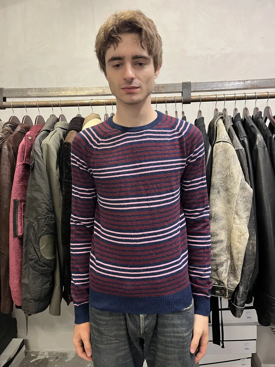 2000s Dolce & Gabbana Bordeaux & Navy Striped Sweater BwMQYbO 3