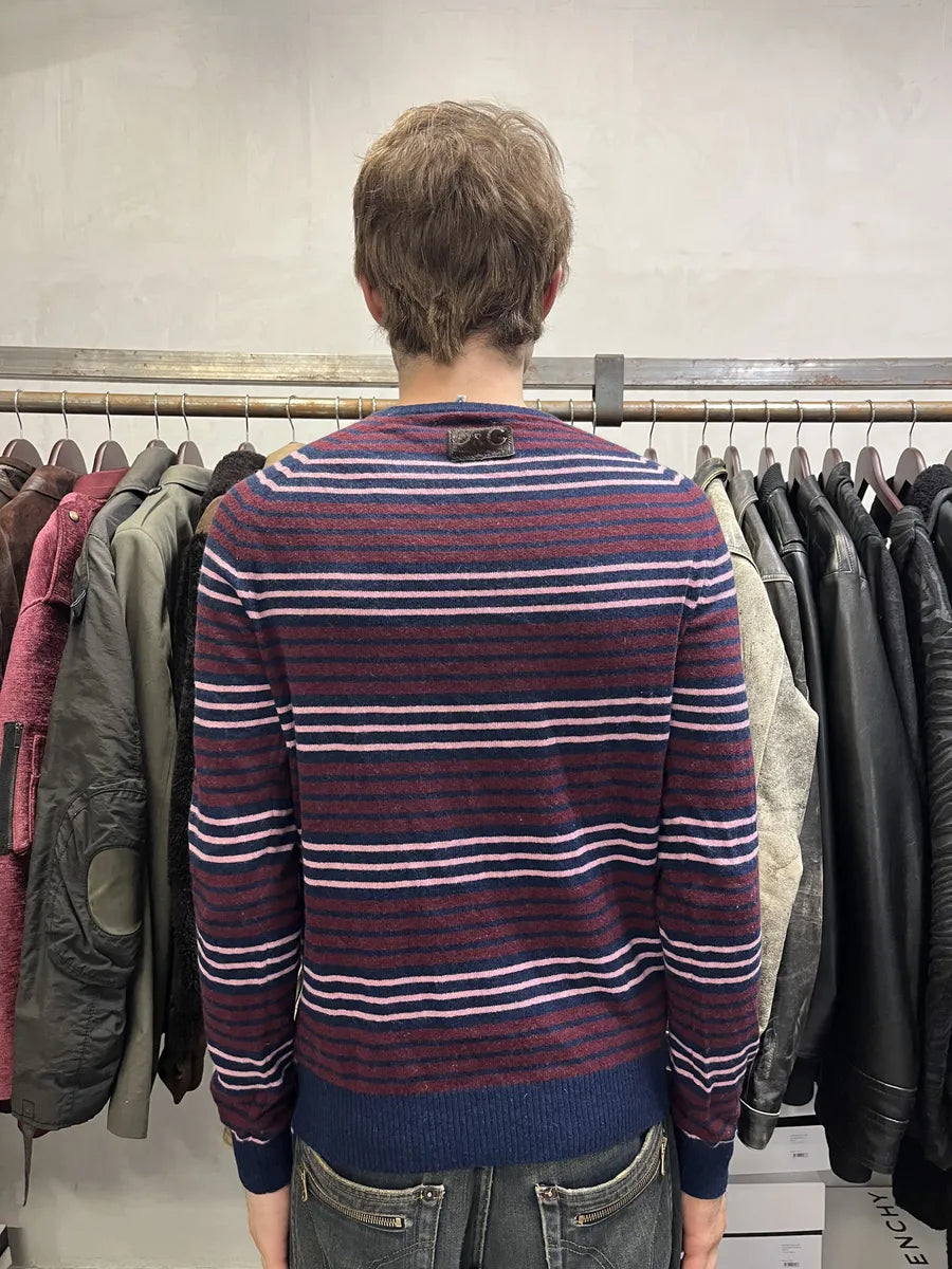 2000s Dolce & Gabbana Bordeaux & Navy Striped Sweater BwMQYbO 4