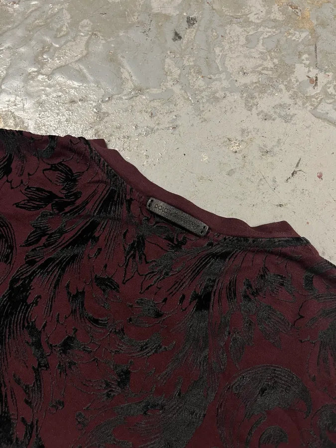 2000s Dolce & Gabbana Bordeaux Black Embroidered Tee-Shirt (S/M) wfquDJB 5