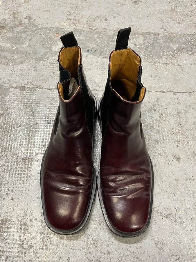 2000s Dolce & Gabbana Bordeaux Chelsea Leather Boots BzlZDjD 3