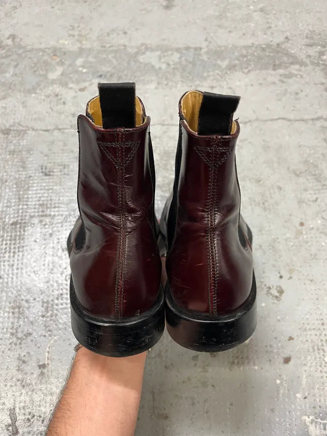 2000s Dolce & Gabbana Bordeaux Chelsea Leather Boots BzlZDjD 4