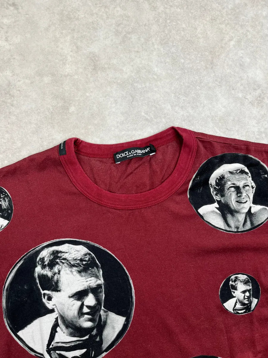 SS2011 Dolce & Gabbana Bordeaux Steve McQueen Portrait T-Shirt usHXimx 4