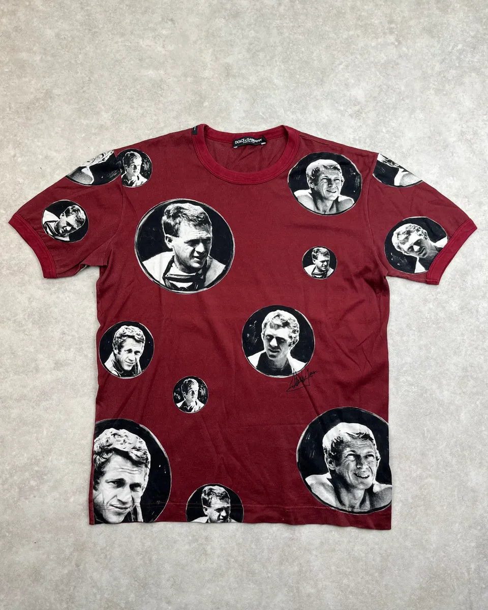 SS2011 Dolce & Gabbana Bordeaux Steve McQueen Portrait T-Shirt usHXimx 0