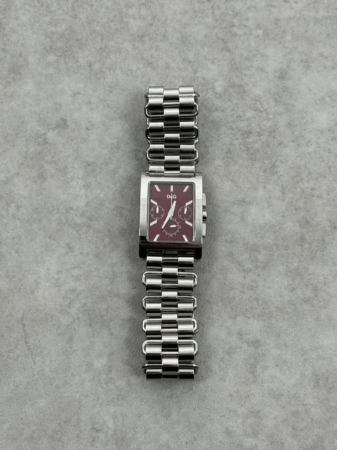 2000s Dolce & Gabbana Bordeaux Dial Steel Grey Watch Fulpexe 0