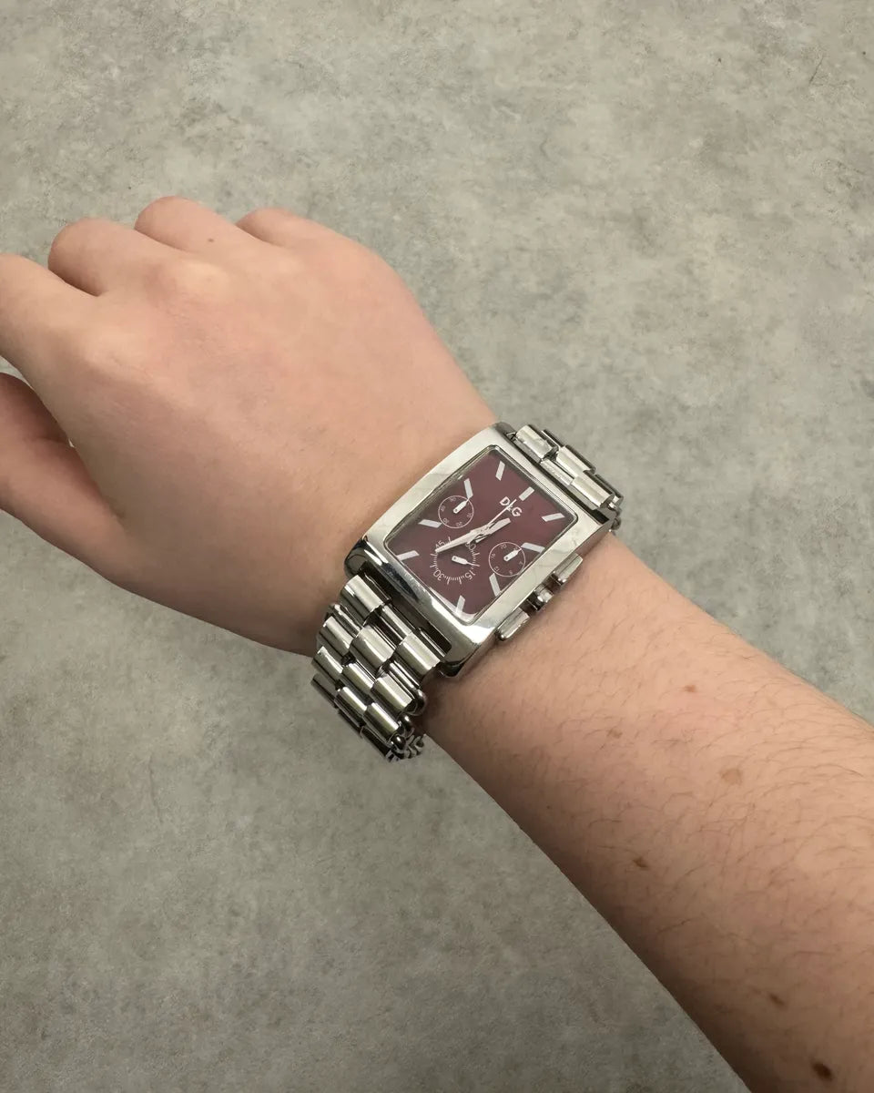 2000s Dolce & Gabbana Bordeaux Dial Steel Grey Watch Fulpexe 1