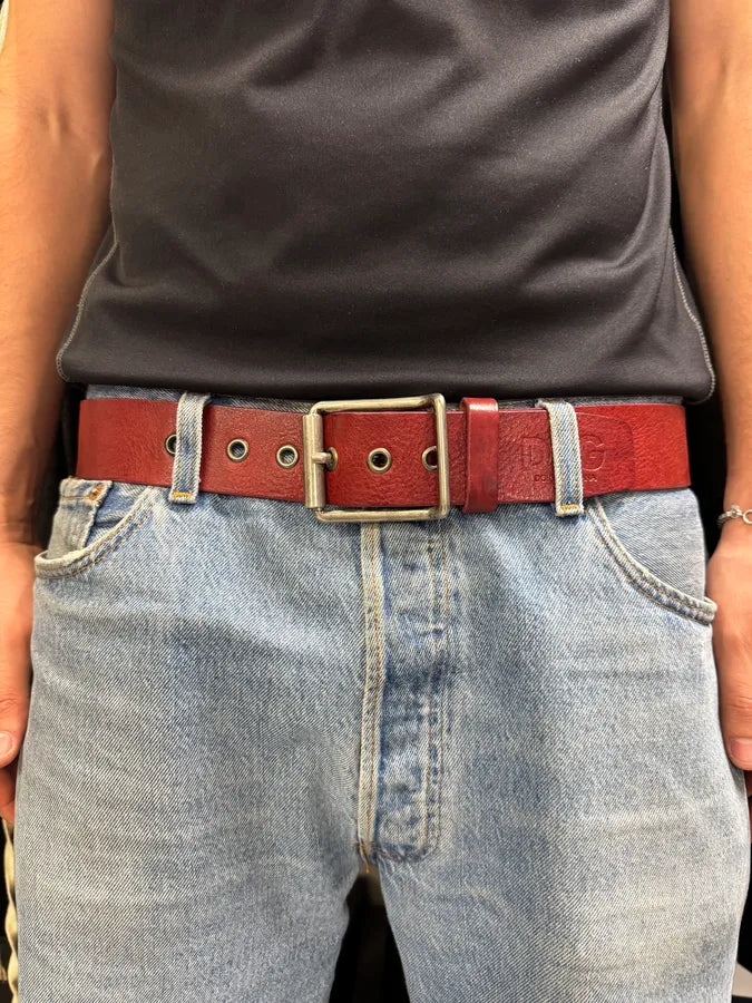2000s Dolce & Gabbana Bordeaux Leather Belt PYRpeTu 0