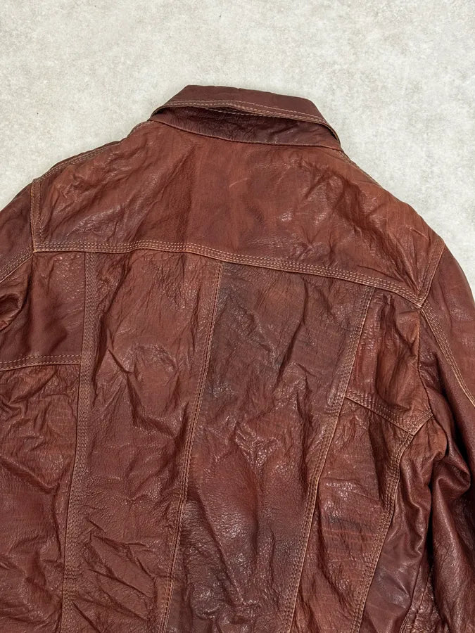 2000s Dolce & Gabbana Bordeaux Leather Premium Jacket pzSXYqk 5
