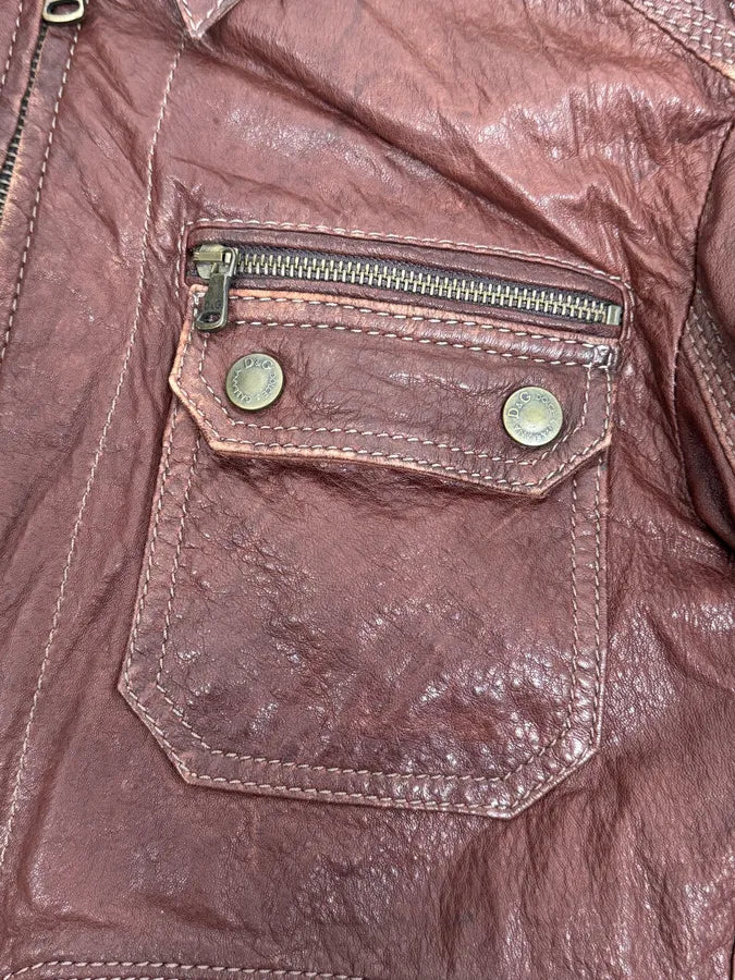 2000s Dolce & Gabbana Bordeaux Leather Premium Jacket pzSXYqk 9