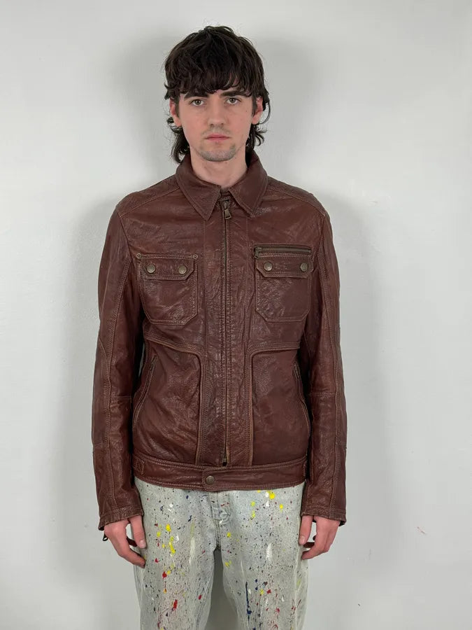 2000s Dolce & Gabbana Bordeaux Leather Premium Jacket pzSXYqk 1