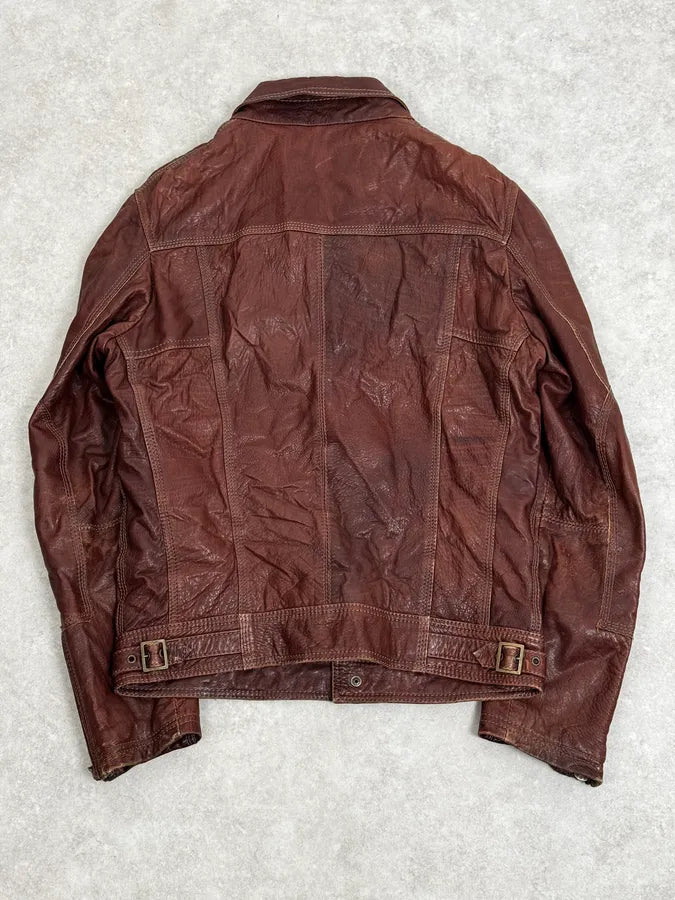 2000s Dolce & Gabbana Bordeaux Leather Premium Jacket pzSXYqk 3