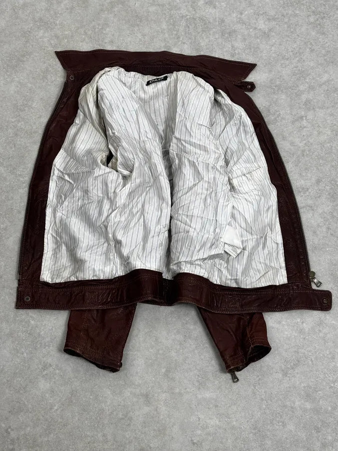 2000s Dolce & Gabbana Bordeaux Leather Premium Jacket pzSXYqk 6