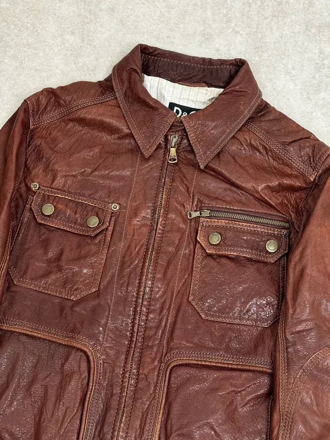 2000s Dolce & Gabbana Bordeaux Leather Premium Jacket pzSXYqk 4