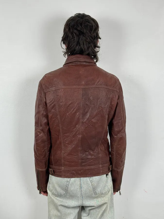 2000s Dolce & Gabbana Bordeaux Leather Premium Jacket pzSXYqk 2