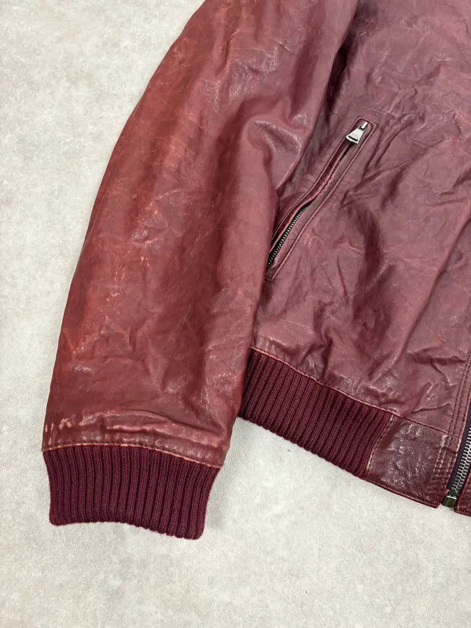 AW2011 Dolce & Gabbana Bordeaux Red Leather Jacket WKWIKQd 8
