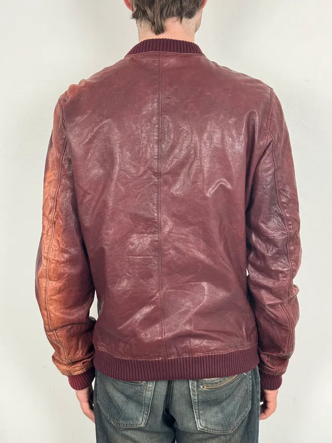 AW2011 Dolce & Gabbana Bordeaux Red Leather Jacket WKWIKQd 3