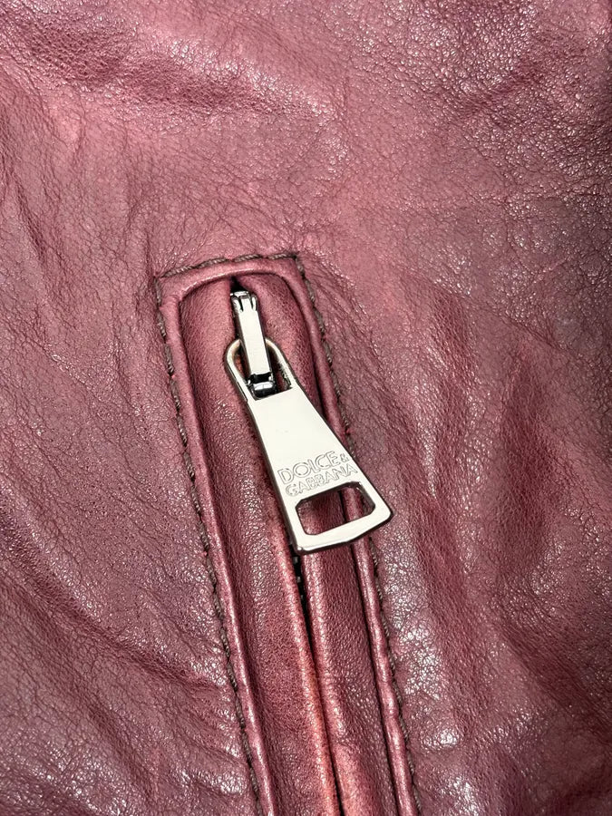 AW2011 Dolce & Gabbana Bordeaux Red Leather Jacket WKWIKQd 10