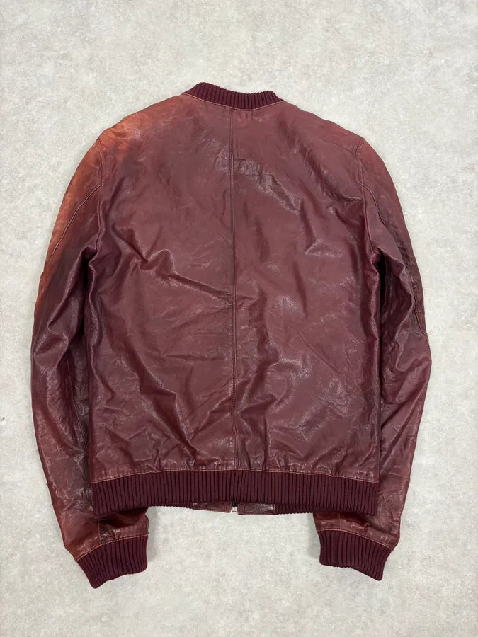 AW2011 Dolce & Gabbana Bordeaux Red Leather Jacket WKWIKQd 6