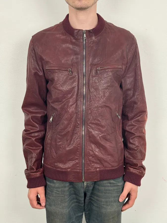 AW2011 Dolce & Gabbana Bordeaux Red Leather Jacket WKWIKQd 2